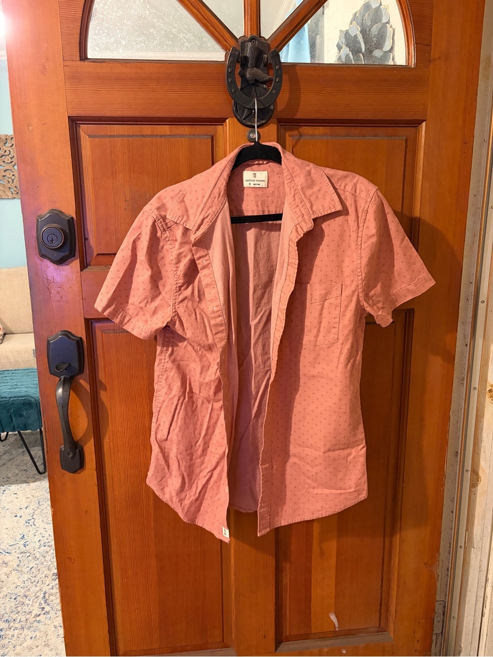 Men's Casual Short-Sleeve Button-Down Shirt in Dusty Rose